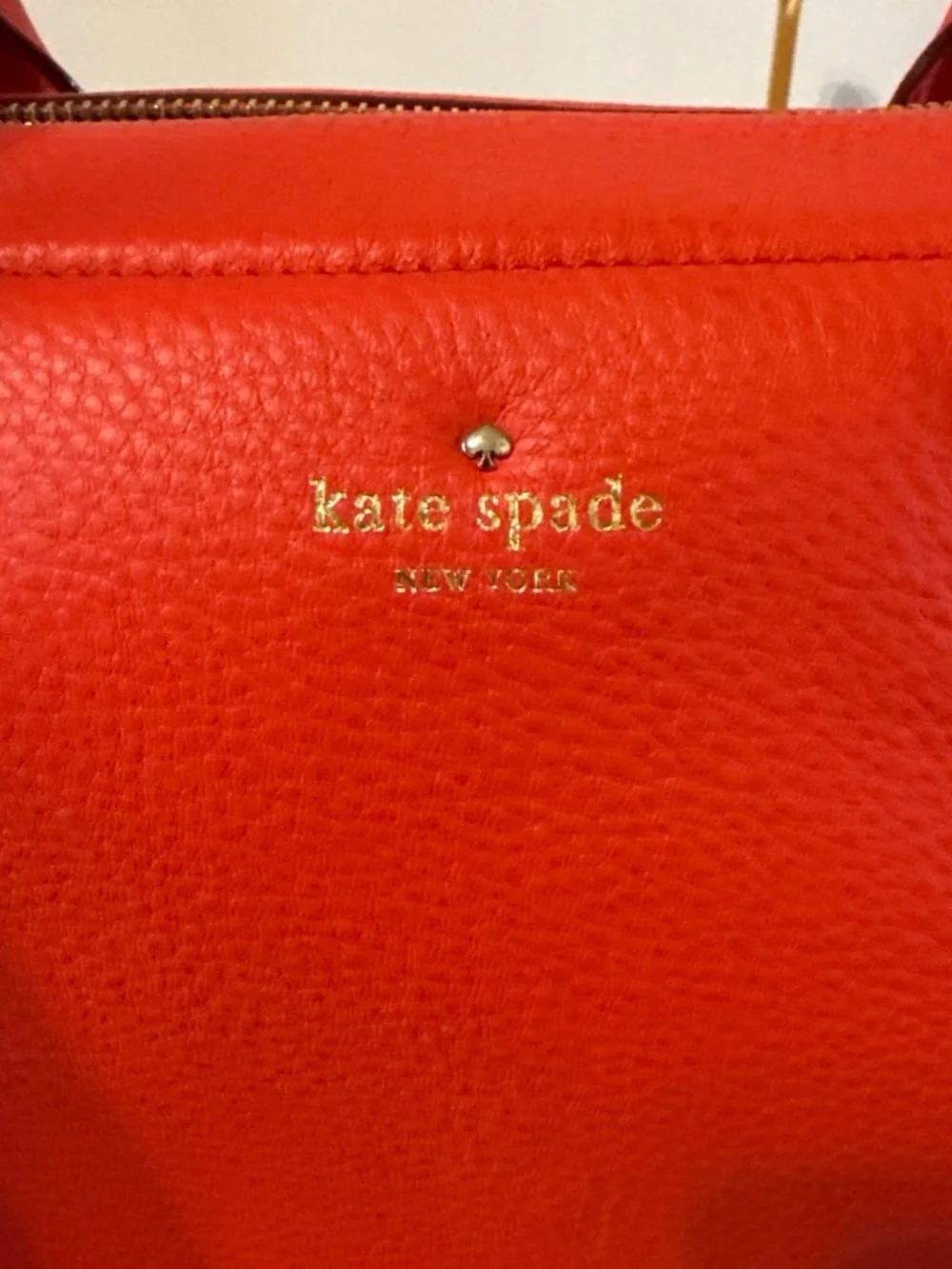 Kate Spade Mansfield Liv Leather Satchel in Persimmon Red